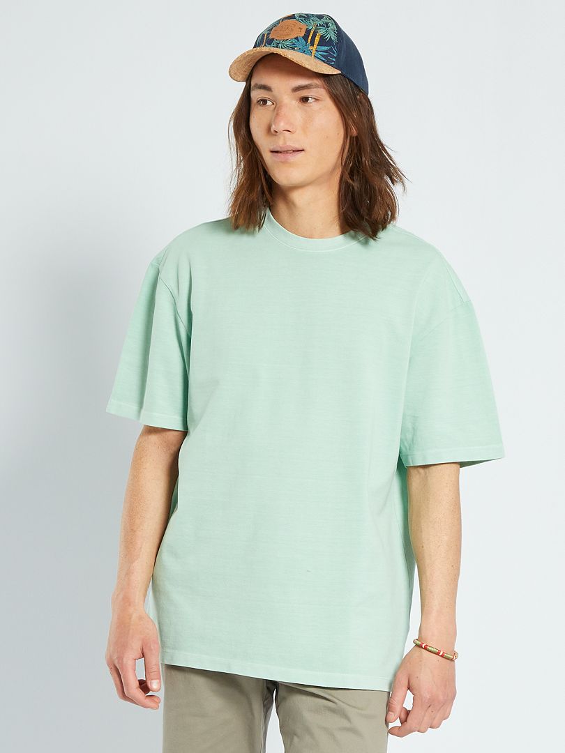 Camiseta de piqué de algodón azul - Kiabi