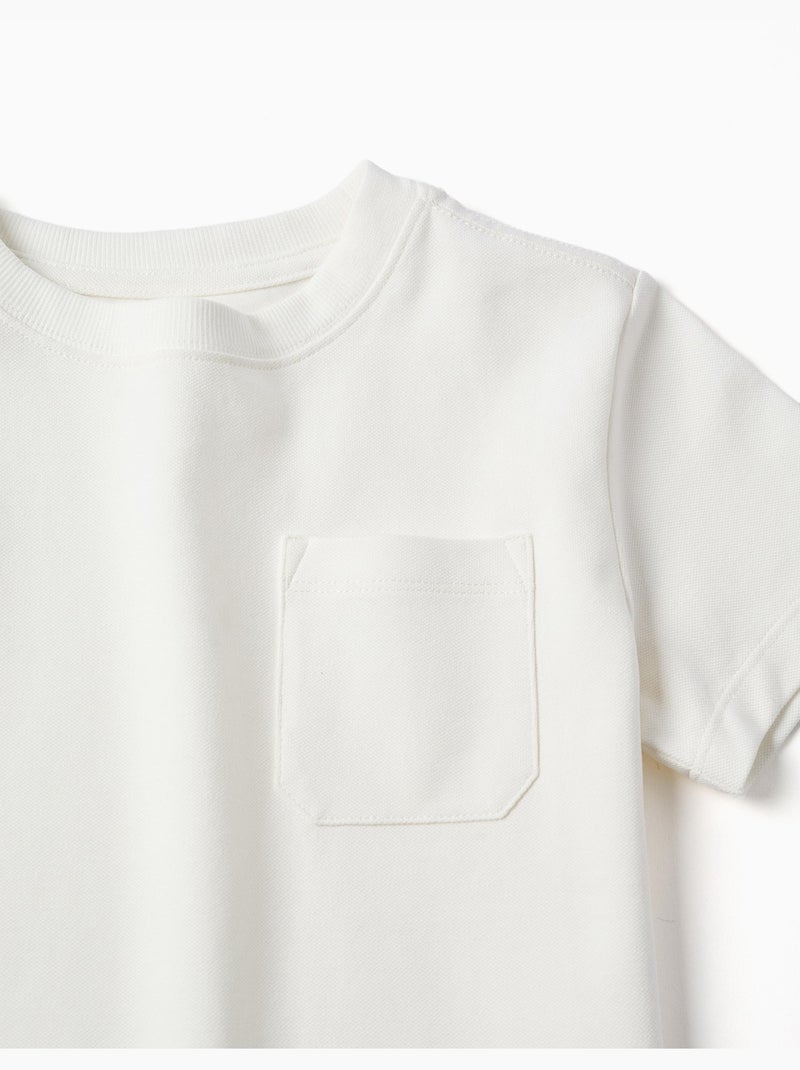 Camiseta de piqué de algodón con bolsillo Blanco - Kiabi