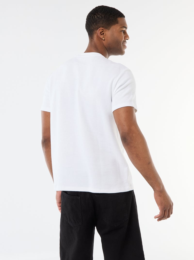 Camiseta de piqué de algodón de manga corta Blanco - Kiabi