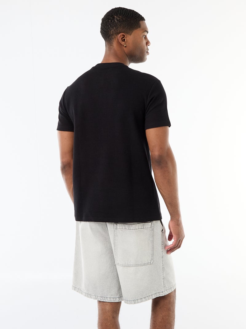Camiseta de piqué de algodón de manga corta Gris - Kiabi