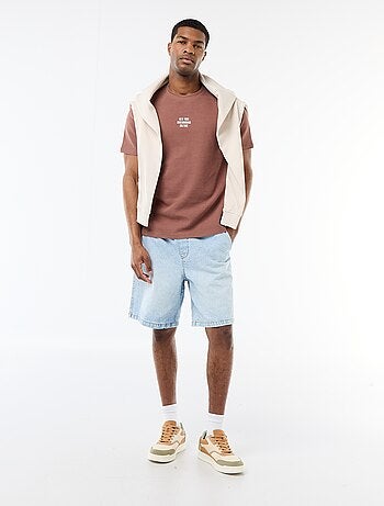 Camiseta de piqué de algodón de manga corta