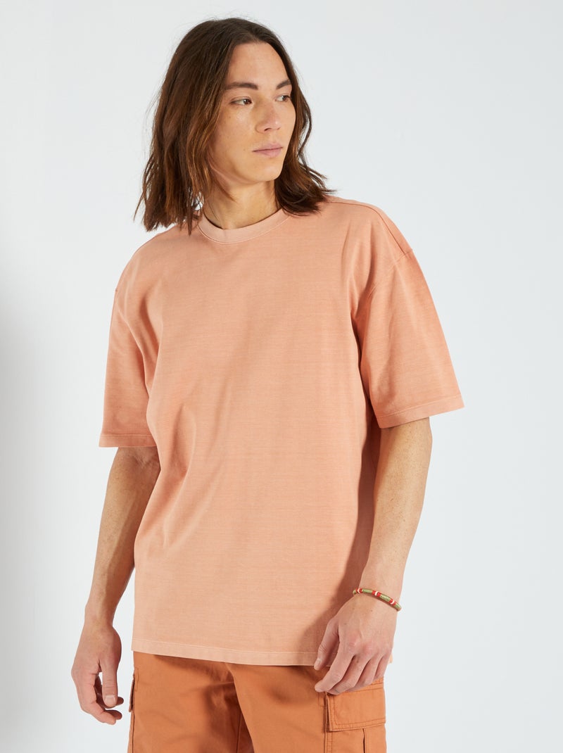 Camiseta de piqué de algodón rosa - Kiabi