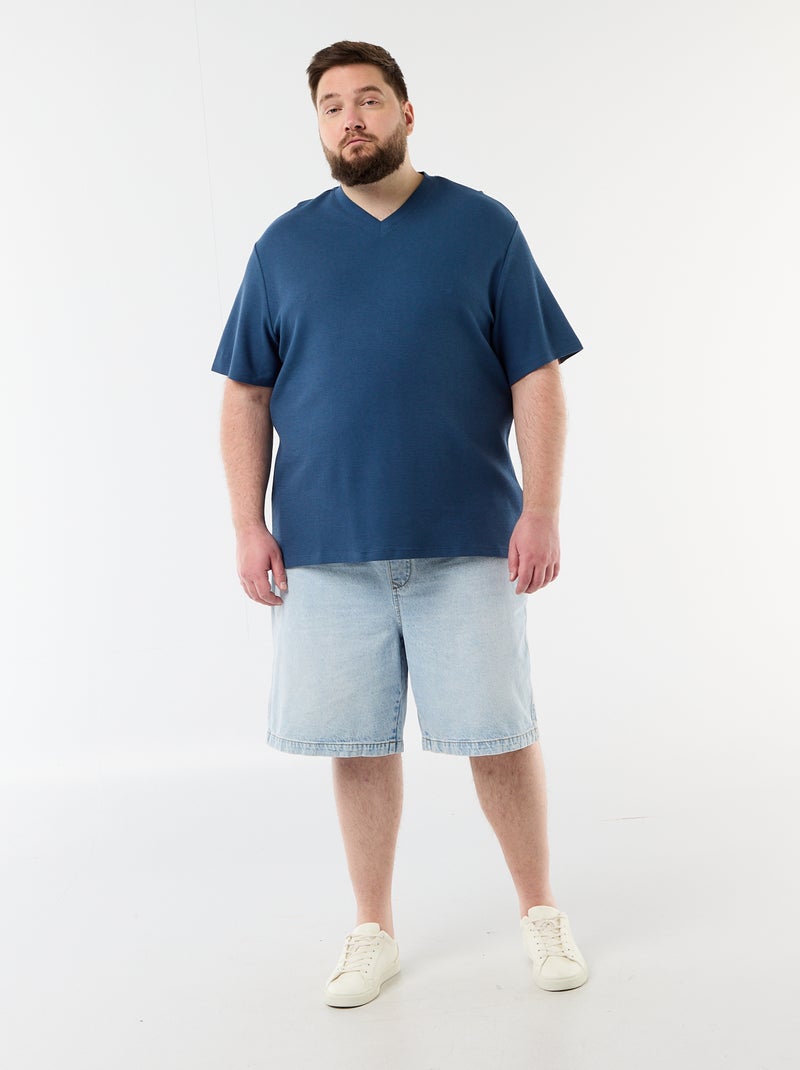 Camiseta de piqué de manga corta Azul - Kiabi