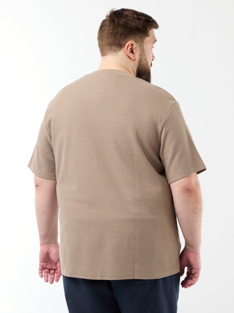 Camiseta de piqué de manga corta Beige - Kiabi
