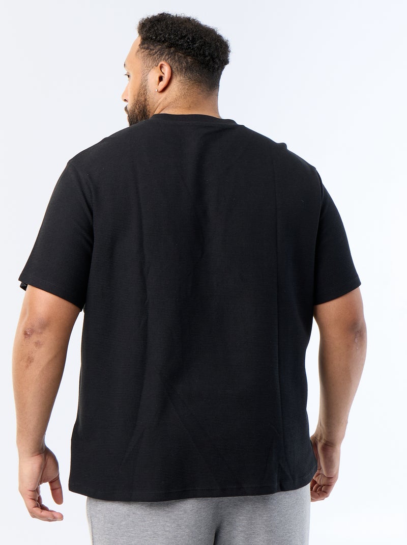 Camiseta de piqué de manga corta Negro - Kiabi