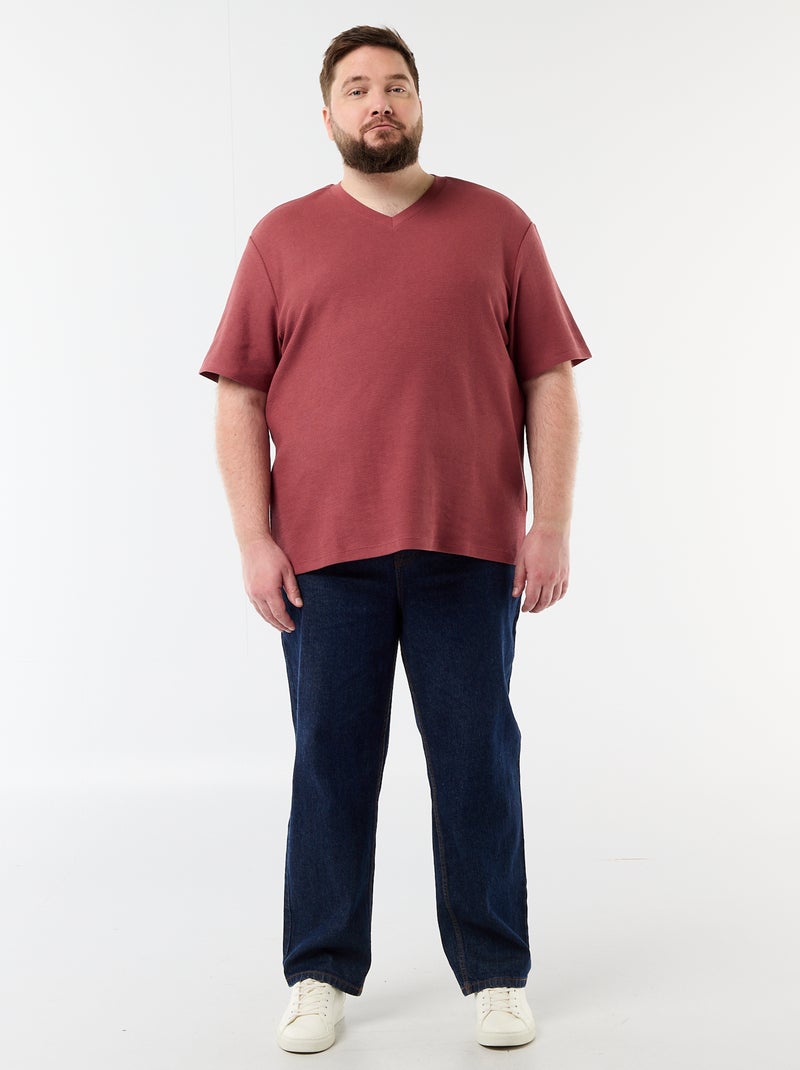 Camiseta de piqué de manga corta Rojo - Kiabi