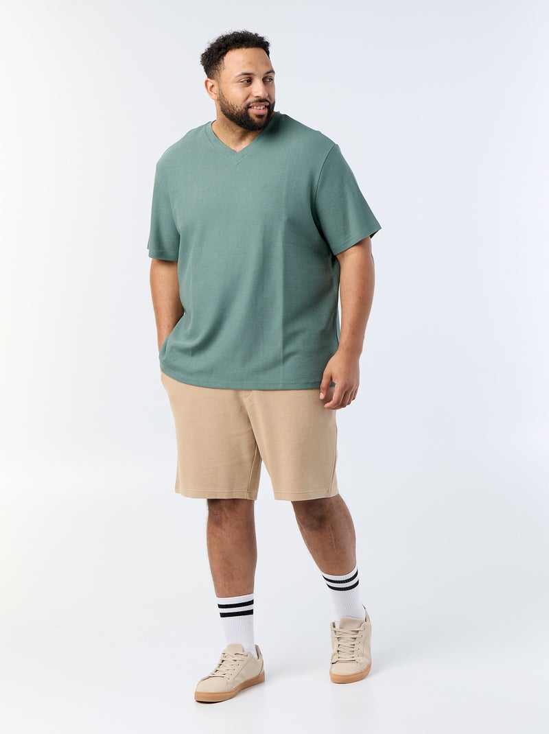 Camiseta de piqué de manga corta Verde - Kiabi