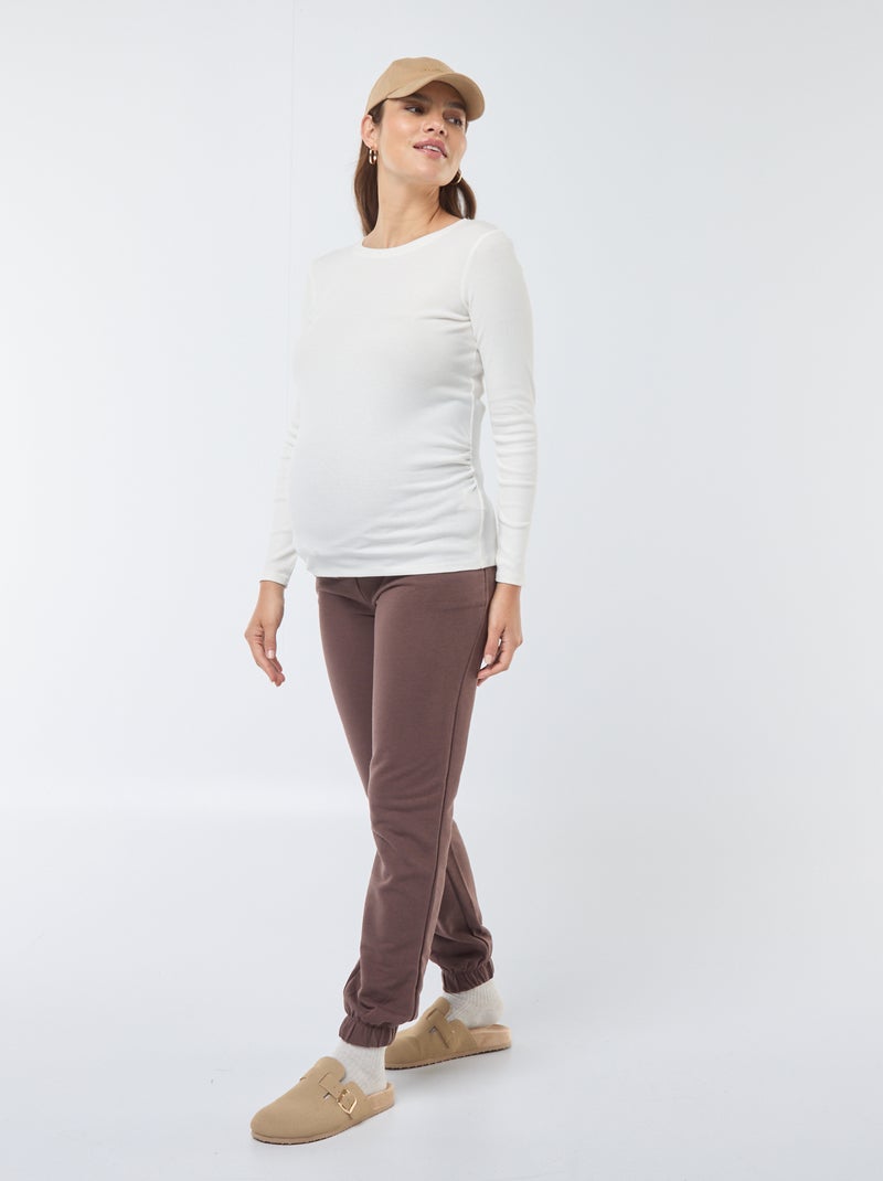 Camiseta de premamá de canalé Blanco - Kiabi