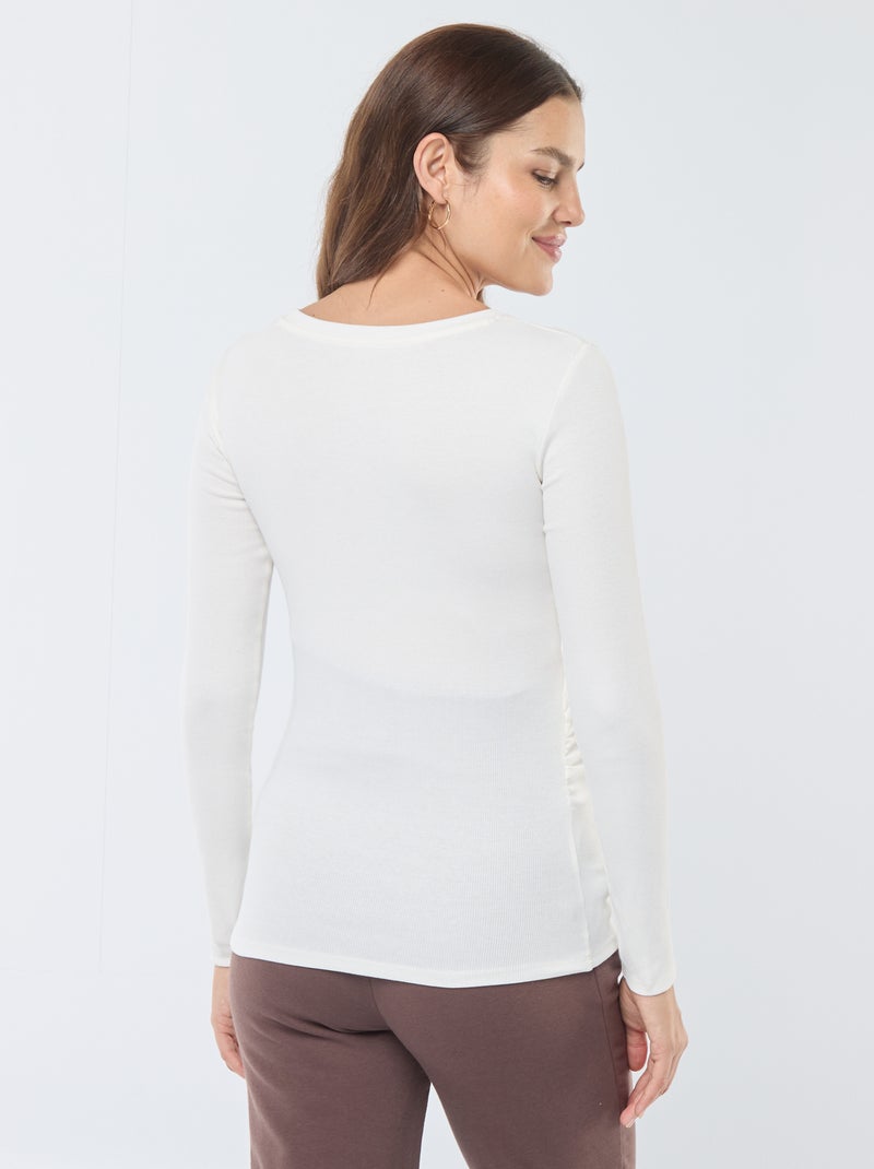 Camiseta de premamá de canalé Blanco - Kiabi