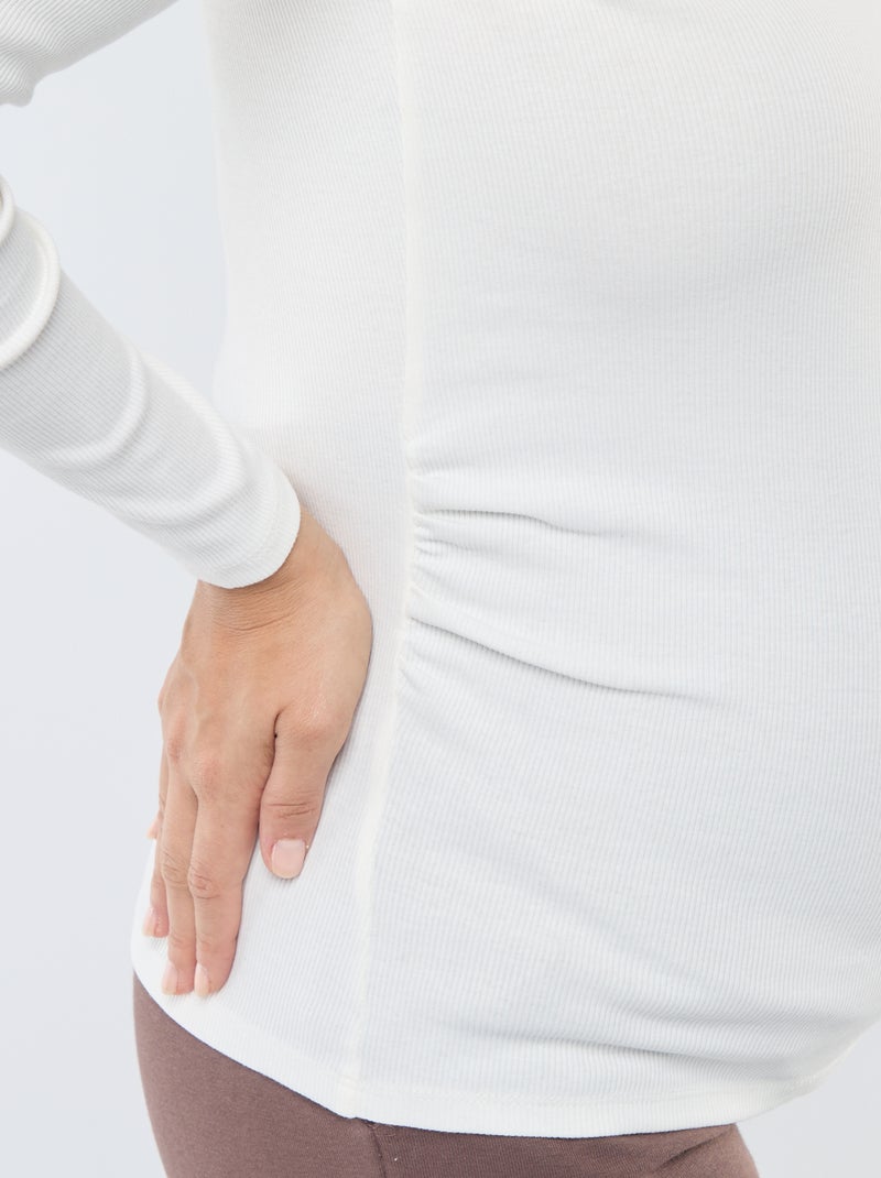 Camiseta de premamá de canalé Blanco - Kiabi