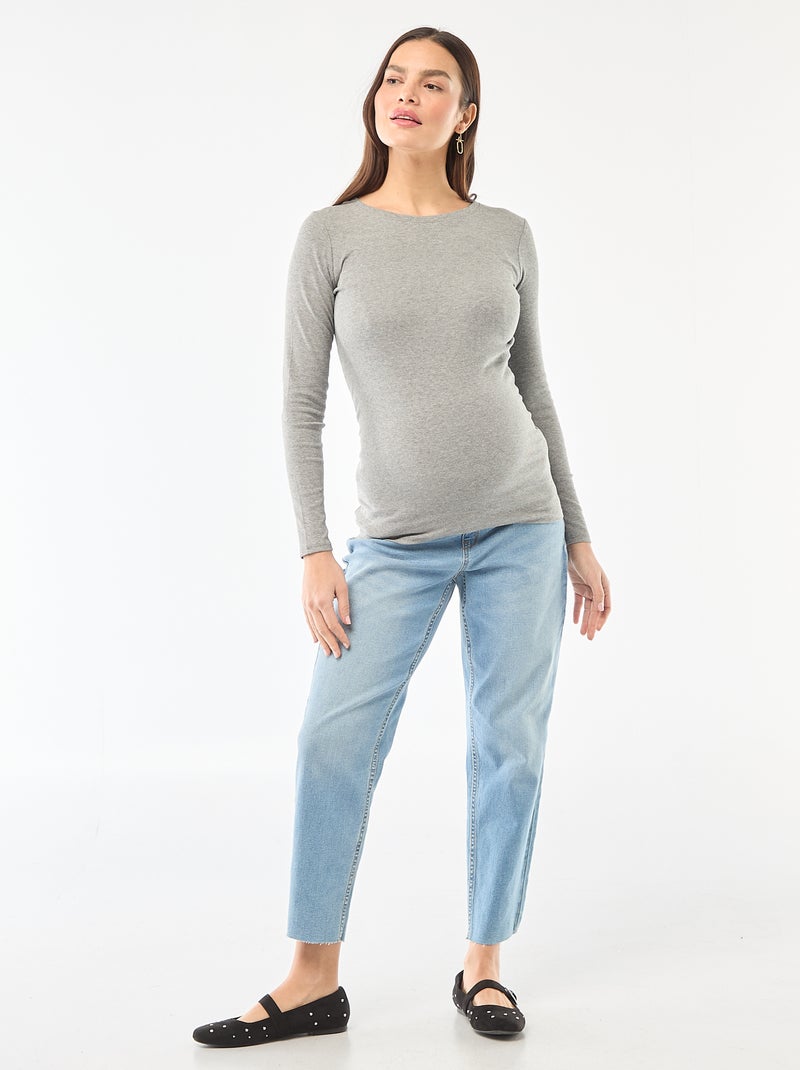 Camiseta de premamá de canalé Gris - Kiabi