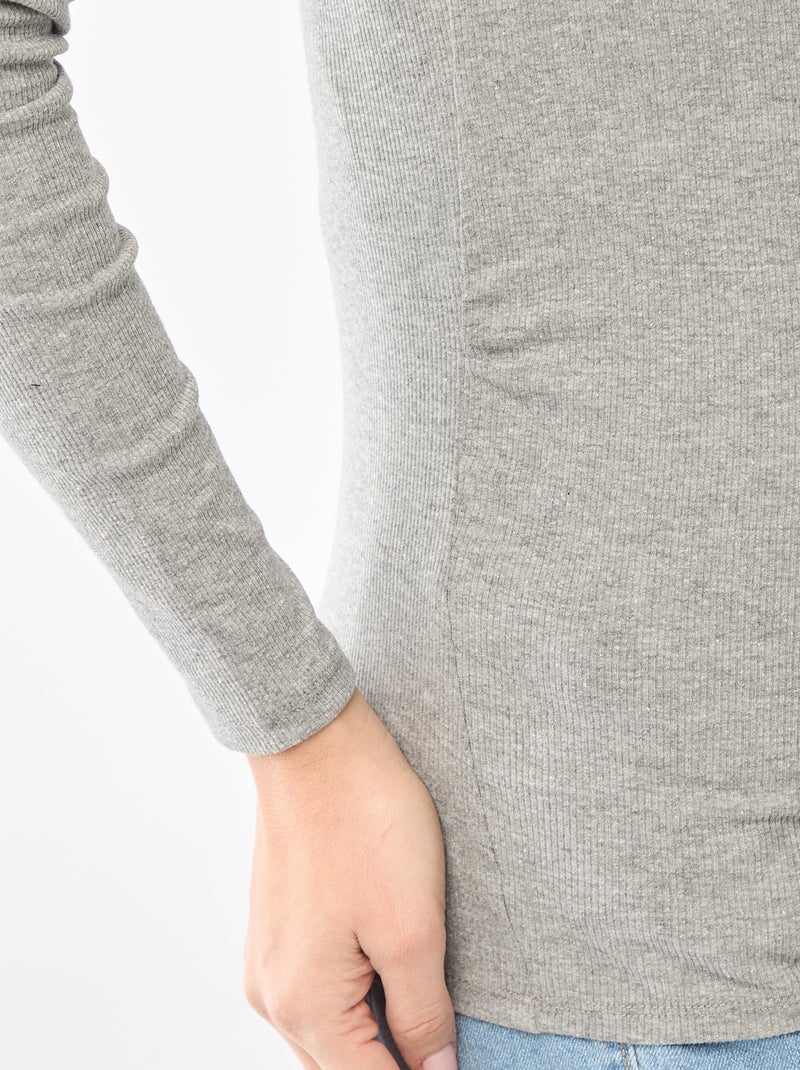 Camiseta de premamá de canalé Gris - Kiabi