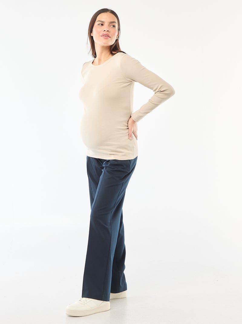 Camiseta de premamá de canalé Gris - Kiabi