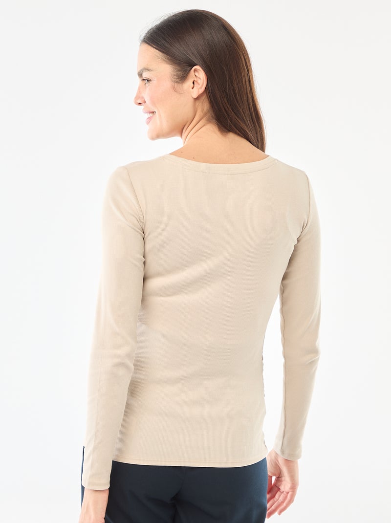 Camiseta de premamá de canalé Gris - Kiabi
