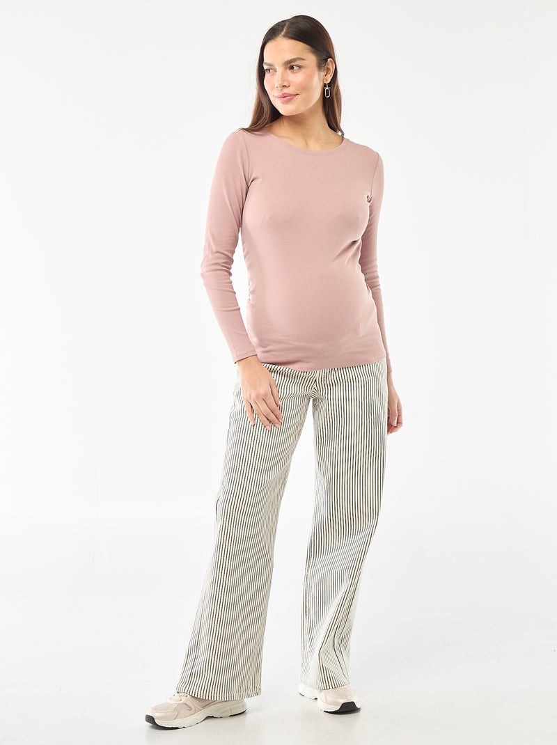 Camiseta de premamá de canalé Rosa - Kiabi
