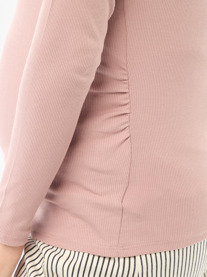 Camiseta de premamá de canalé Rosa - Kiabi
