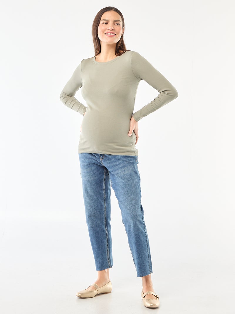 Camiseta de premamá de canalé Verde - Kiabi