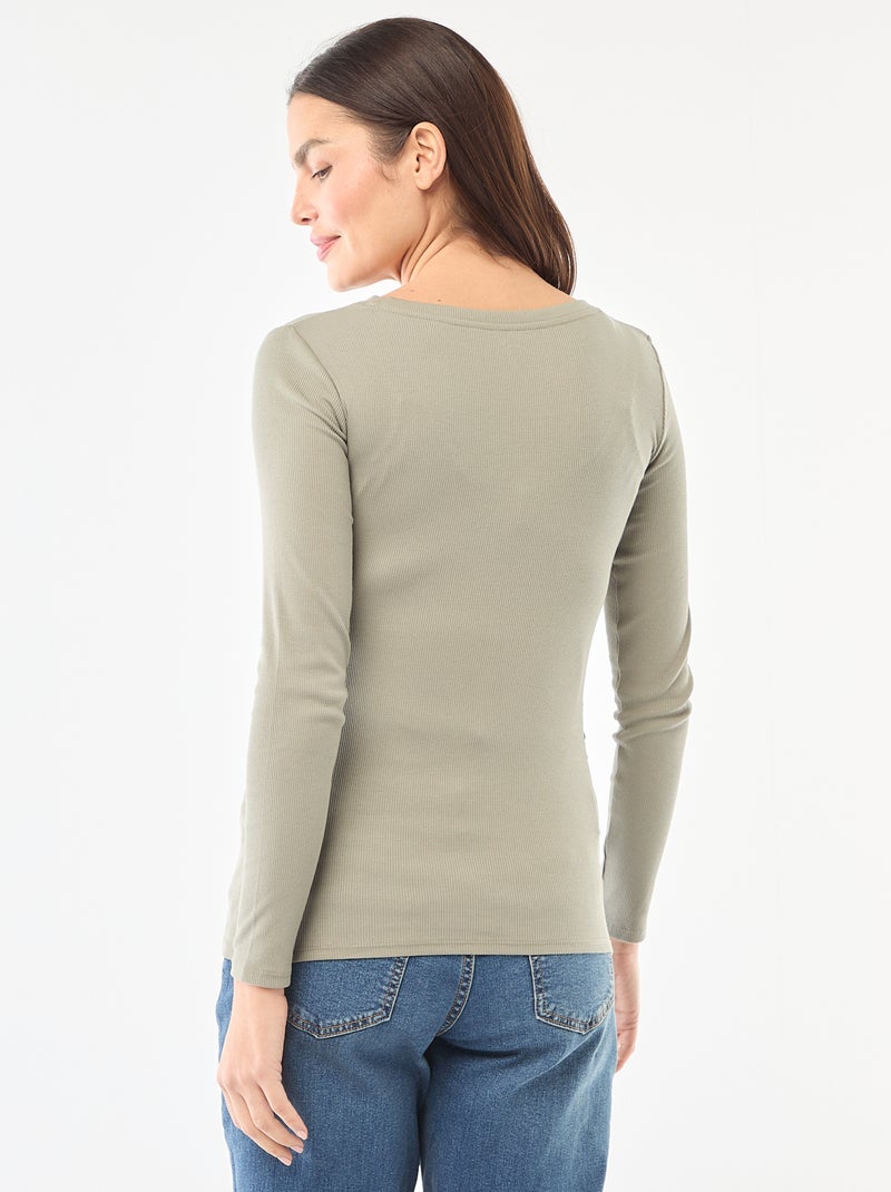 Camiseta de premamá de canalé Verde - Kiabi