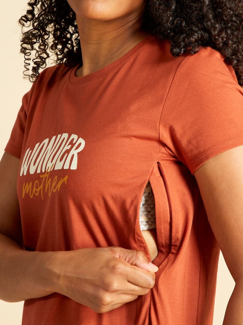 Camiseta de punto - Lactancia NARANJA/MARRON - Kiabi