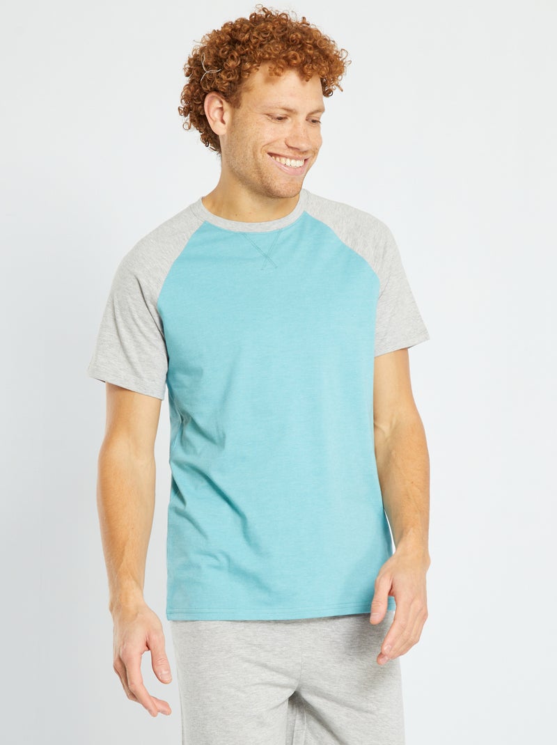 Camiseta de punto - Pijama azul/gris - Kiabi