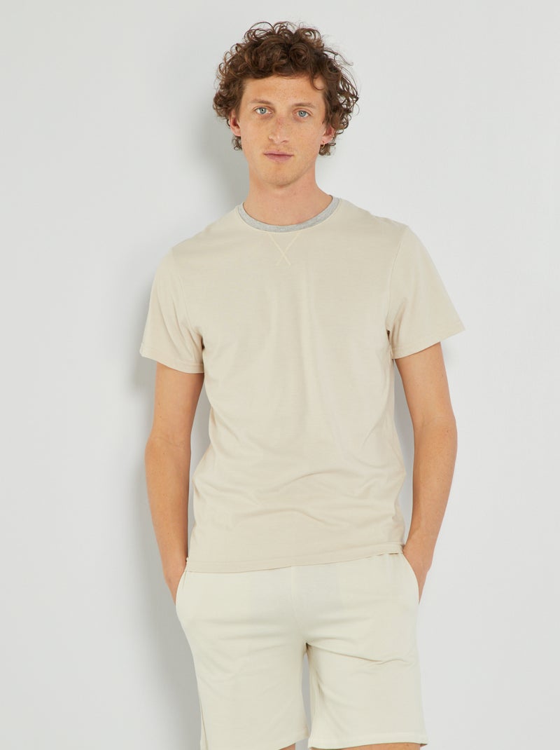 Camiseta de punto - Pijama beige - Kiabi