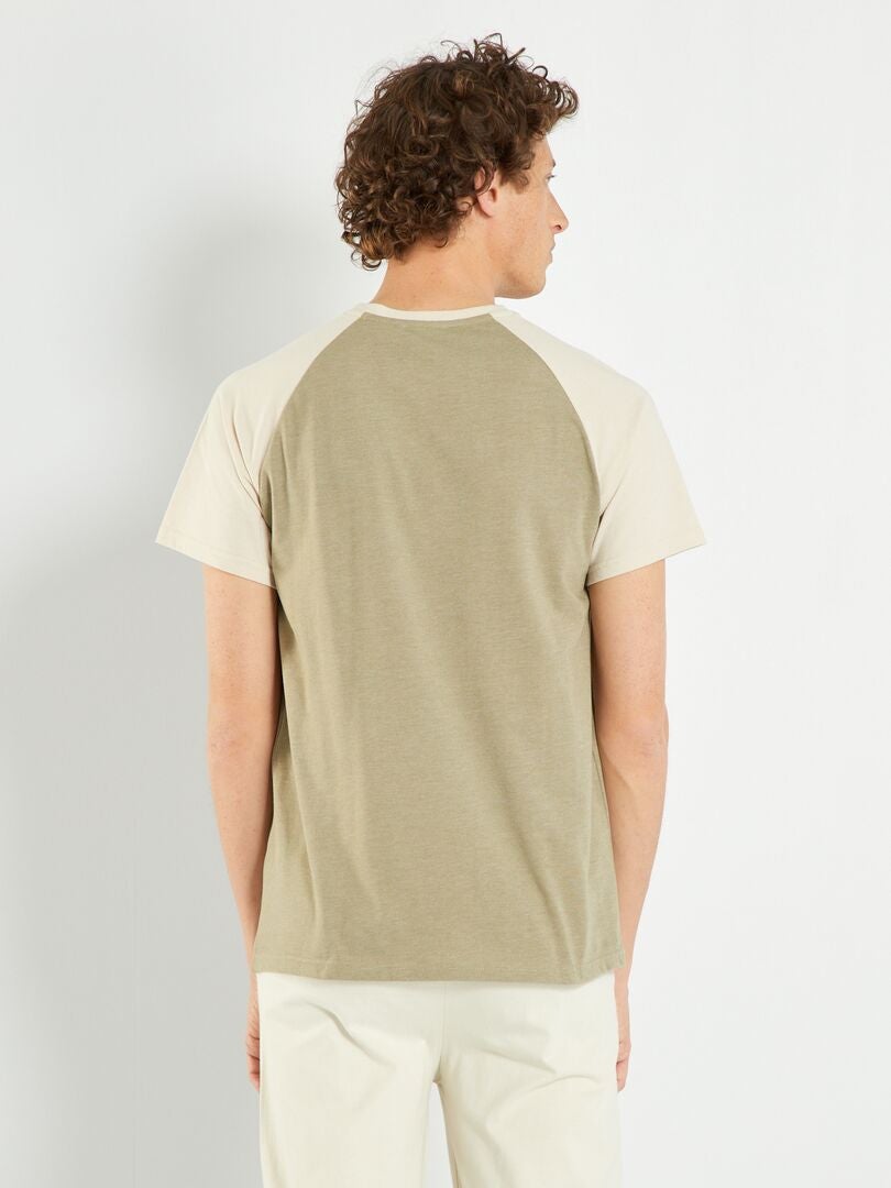 Camiseta de punto - Pijama caqui/beige - Kiabi