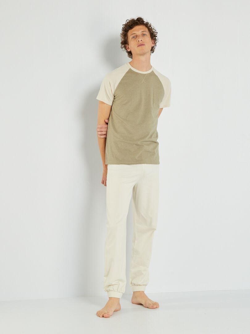 Camiseta de punto - Pijama caqui/beige - Kiabi