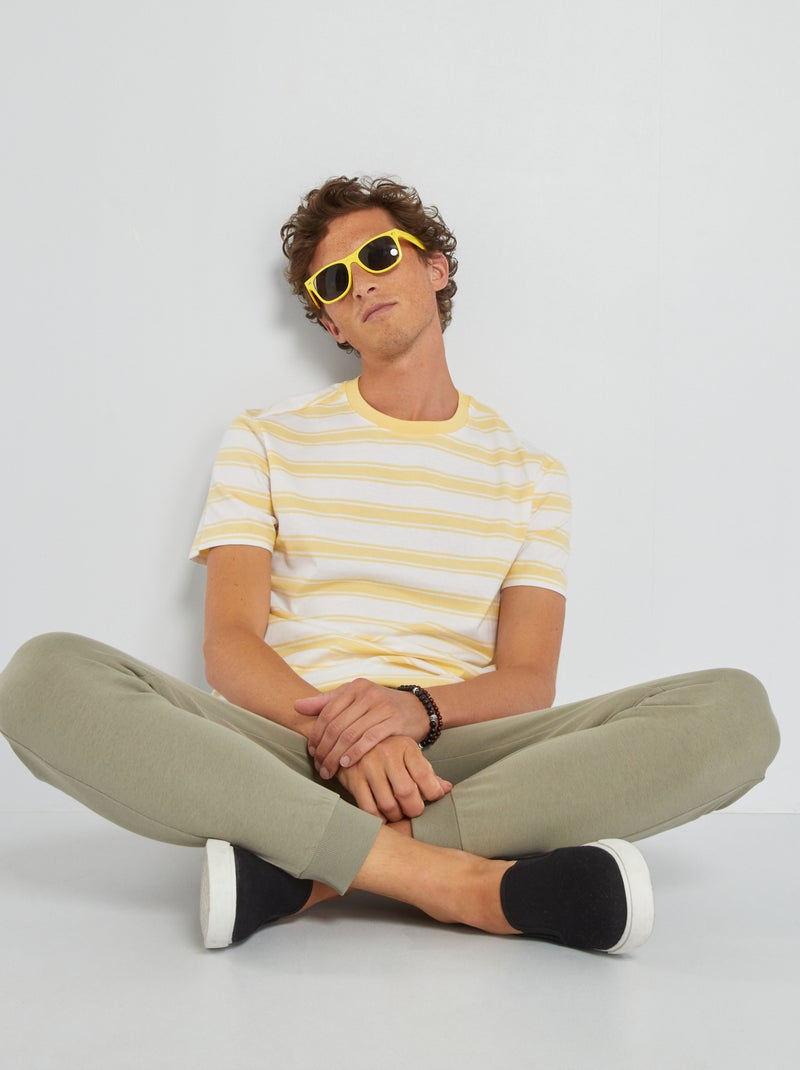 Camiseta de punto a rayas amarillo oro - Kiabi