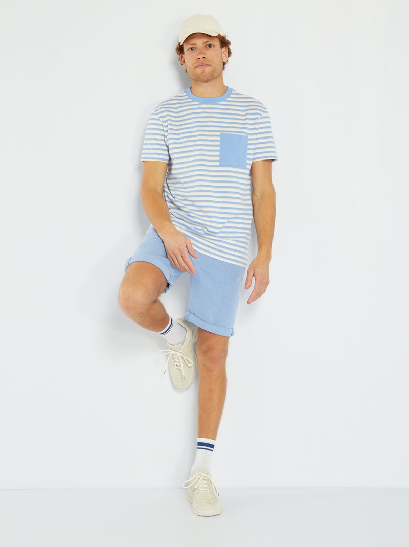 Camiseta de punto a rayas AZUL - Kiabi