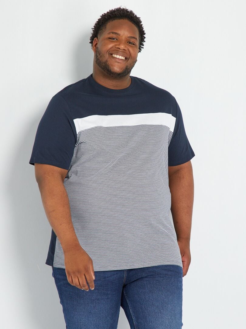 Camiseta de punto a rayas AZUL - Kiabi