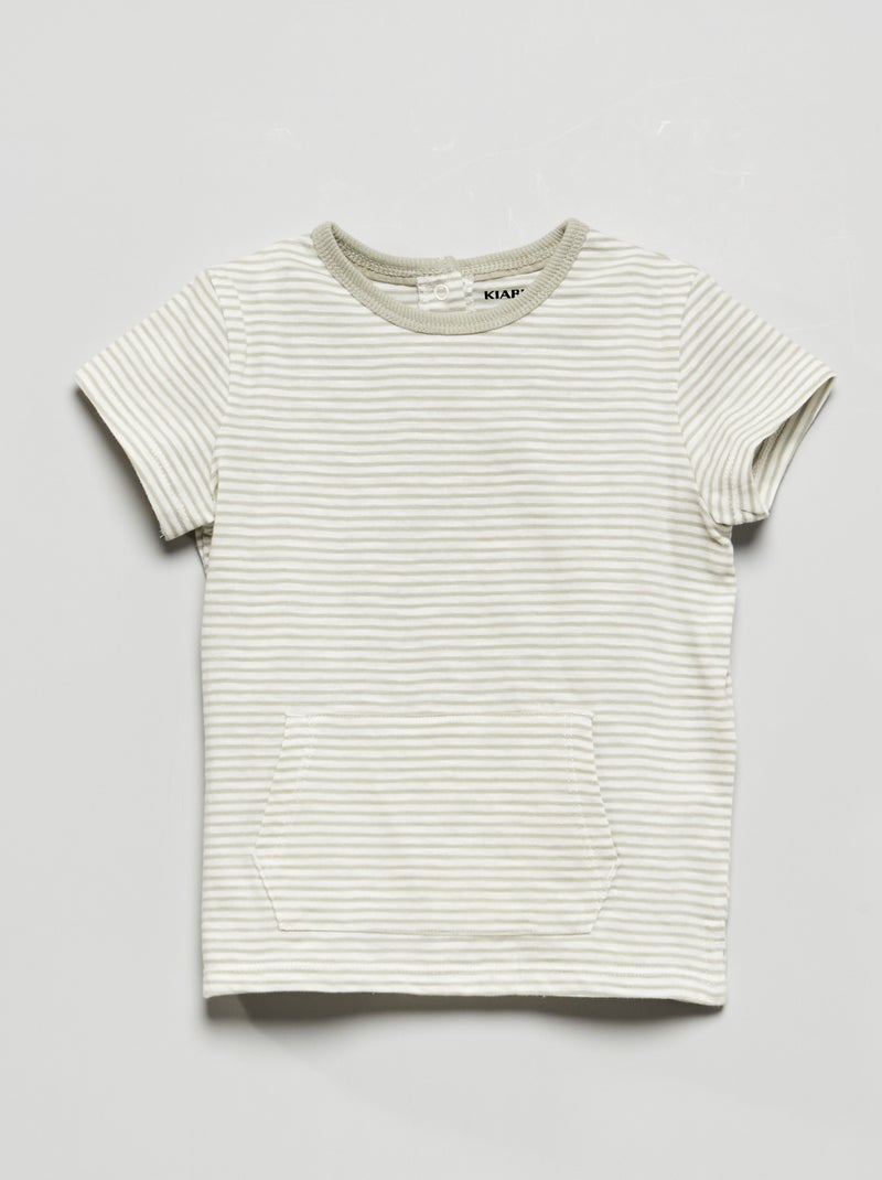 Camiseta de punto a rayas GRIS - Kiabi