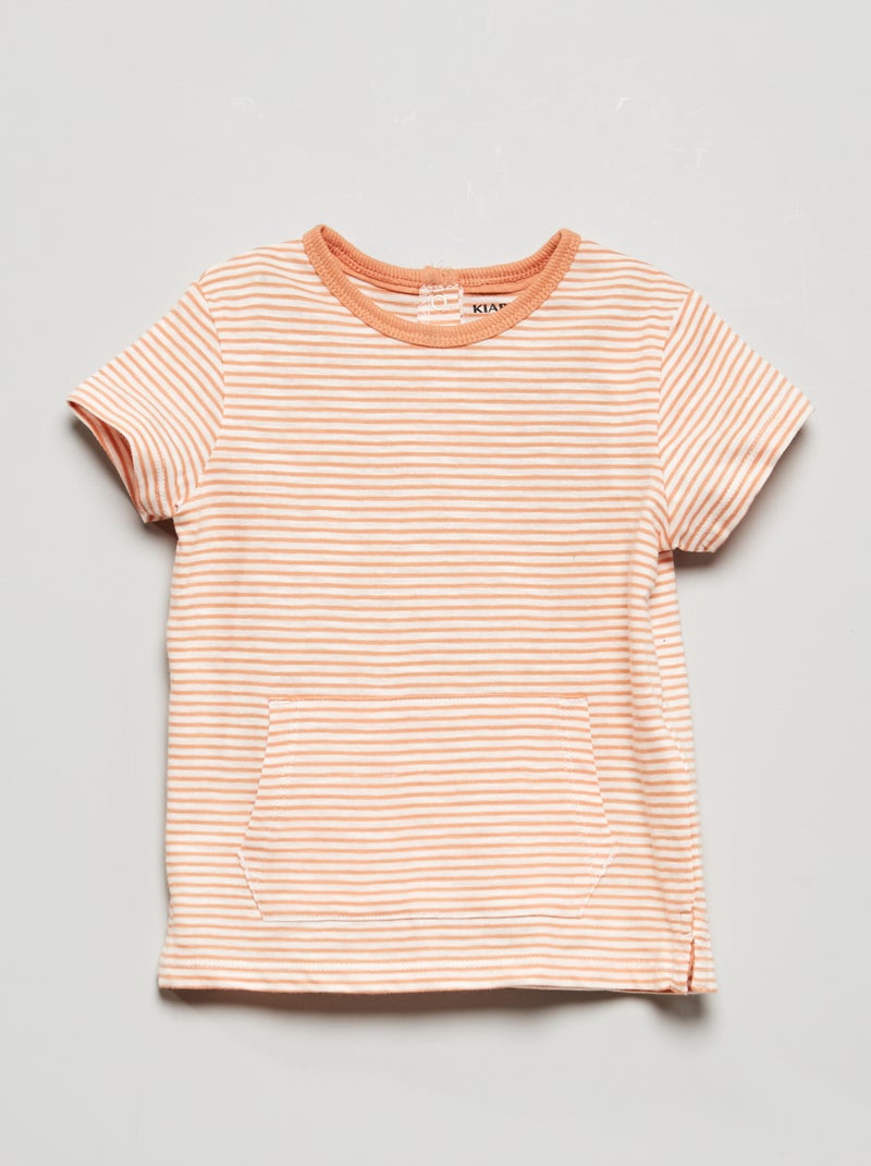 Camiseta de punto a rayas NARANJA - Kiabi