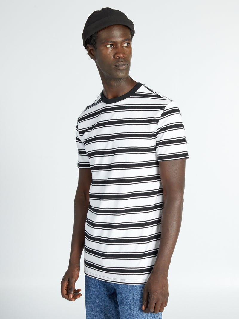 Camiseta de punto a rayas Negro - Kiabi