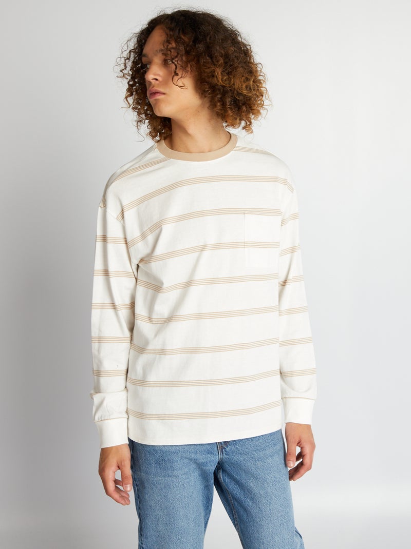 Camiseta de punto a rayas NEGRO - Kiabi