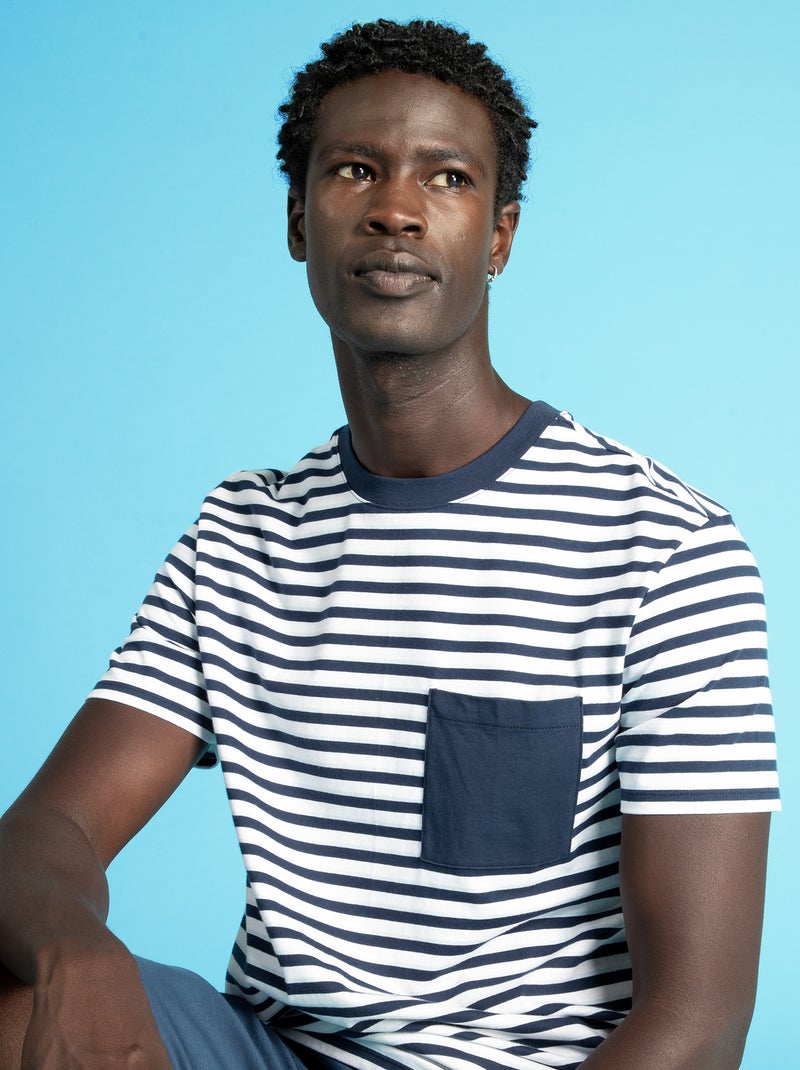 Camiseta de punto a rayas negro iris - Kiabi