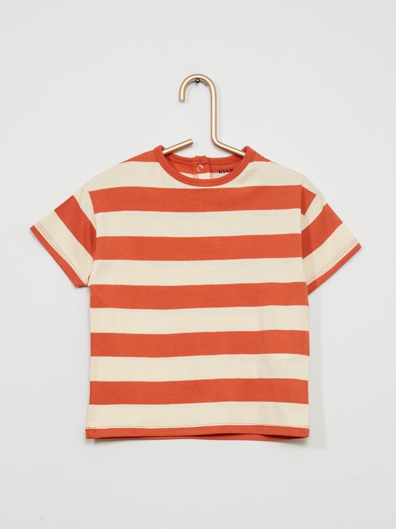 Camiseta de punto a rayas ROJO - Kiabi