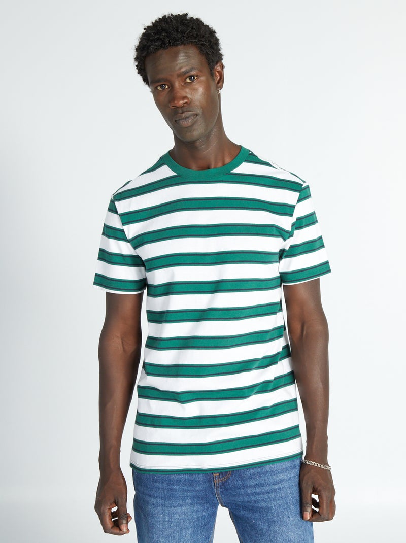 Camiseta de punto a rayas Verde - Kiabi