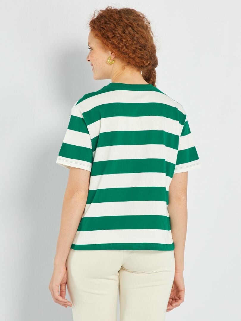 Camiseta de punto a rayas Verde - Kiabi