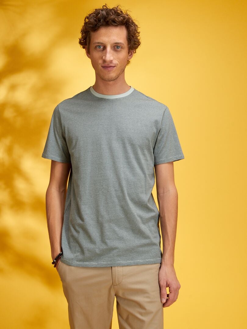 Camiseta de punto a rayas VERDE - Kiabi