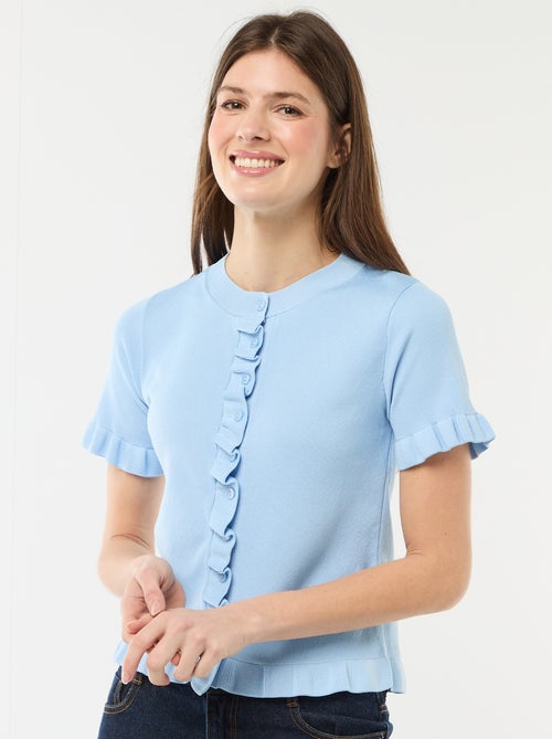 Camiseta de punto abotonada con volantes - Kiabi