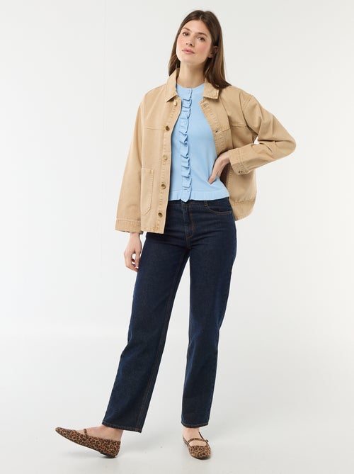 Camiseta de punto abotonada con volantes - Kiabi