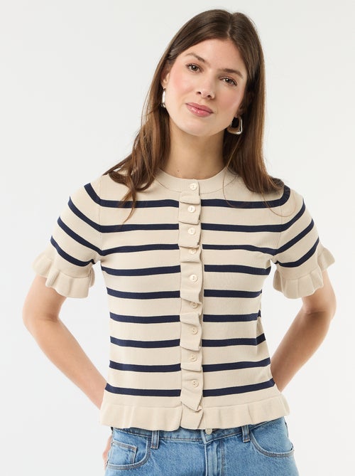 Camiseta de punto abotonada con volantes - Kiabi