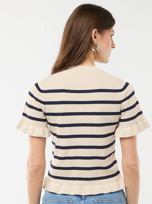 Camiseta de punto abotonada con volantes - Kiabi