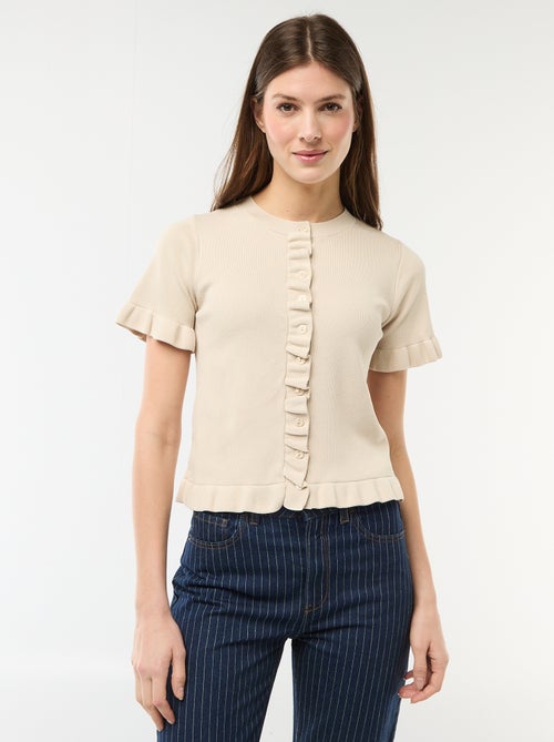 Camiseta de punto abotonada con volantes - Kiabi