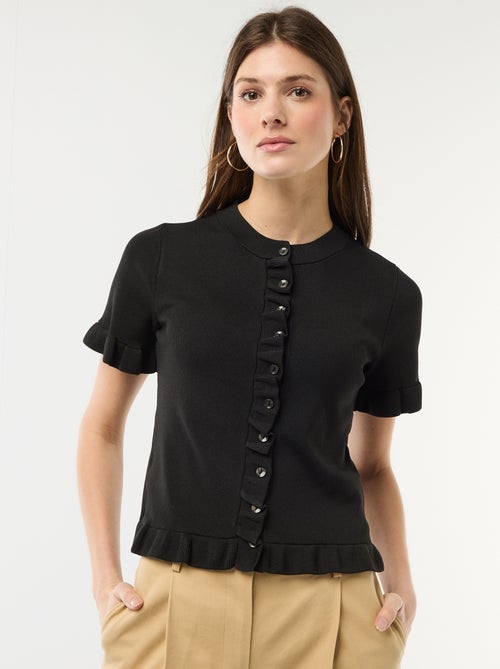 Camiseta de punto abotonada con volantes - Kiabi