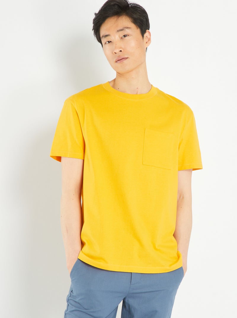 Camiseta de punto ancha con bolsillo AMARILLO - Kiabi