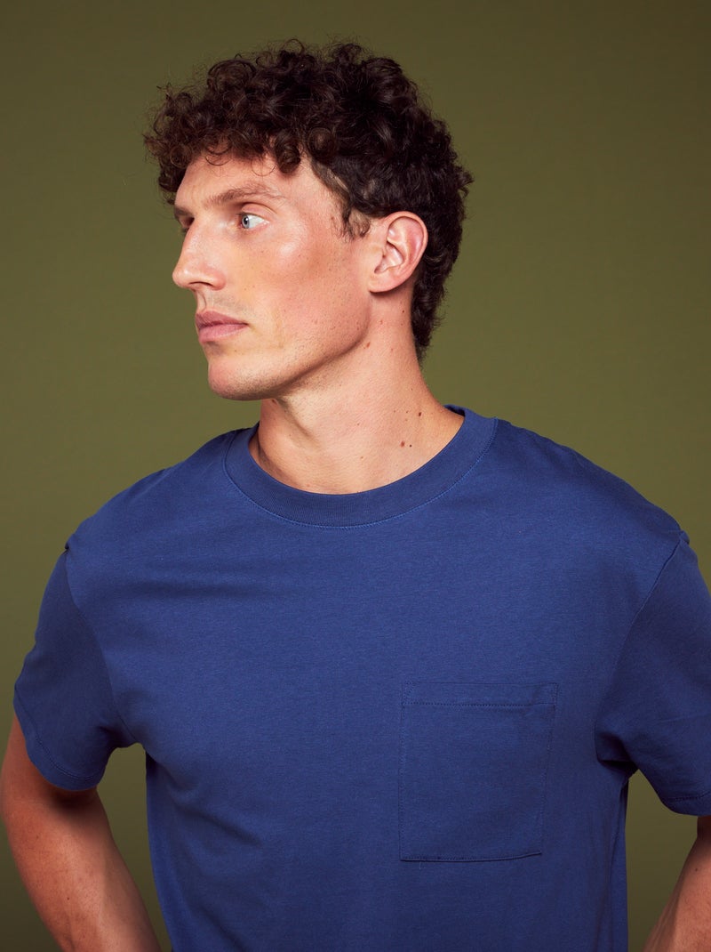 Camiseta de punto ancha con bolsillo AZUL - Kiabi