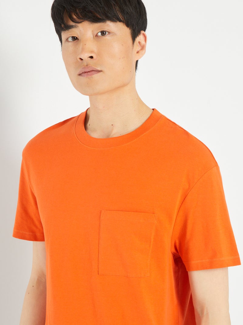Camiseta de punto ancha con bolsillo NARANJA - Kiabi