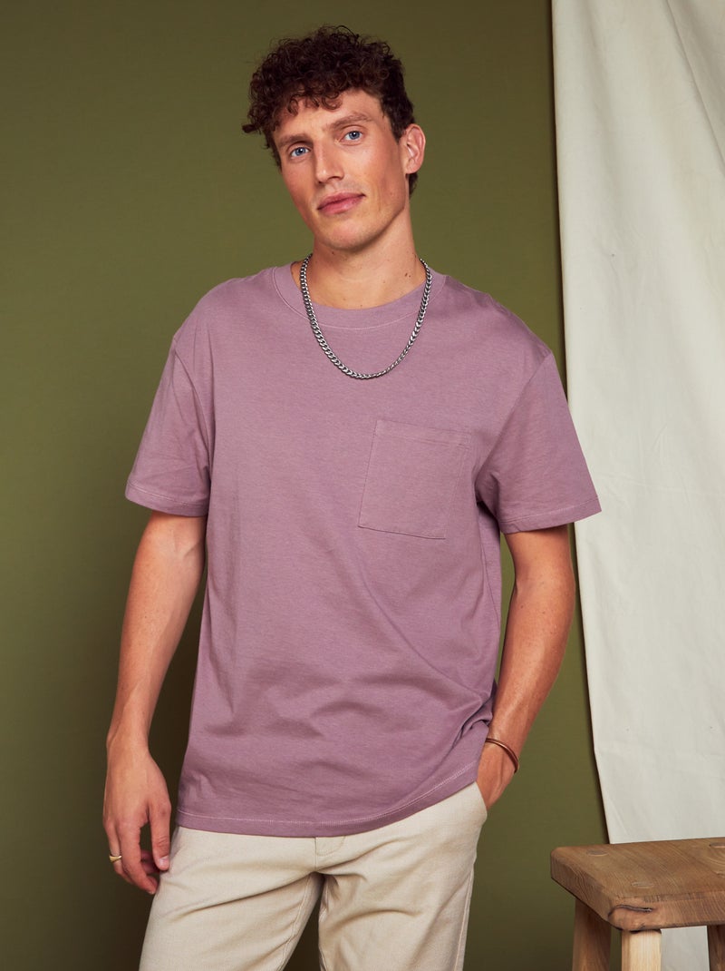 Camiseta de punto ancha con bolsillo PURPURA - Kiabi