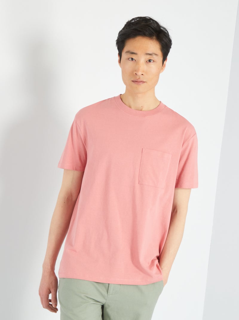 Camiseta de punto ancha con bolsillo rosa - Kiabi